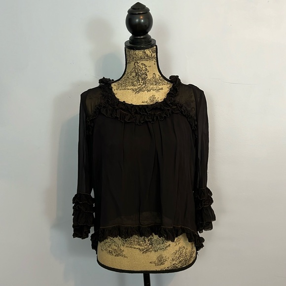 Anthropologie Leifsdottir Silk Ruffle Top - Picture 1 of 8